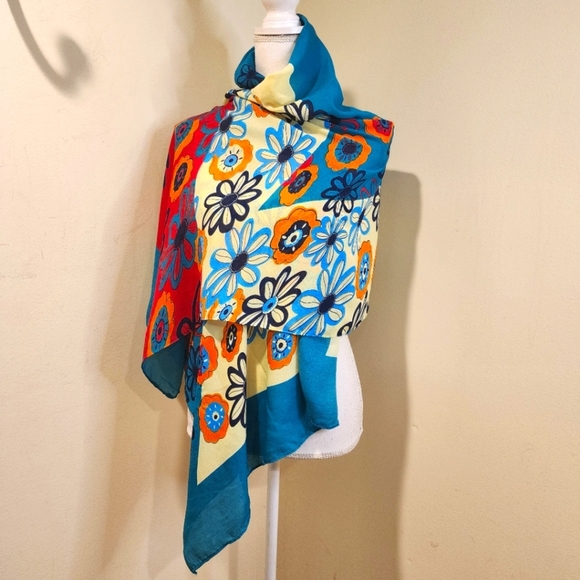 Women's Large Multicolor lightweight Novelty Print Scarf - Picture 1 of 14